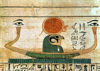 Papiro funerario egipcio que representa la barca de Re-Herakhty